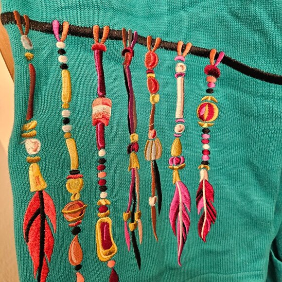 Bob Mackie Wearable Art Cardigan Sweater Dream Catcher - Picture 10 of 14